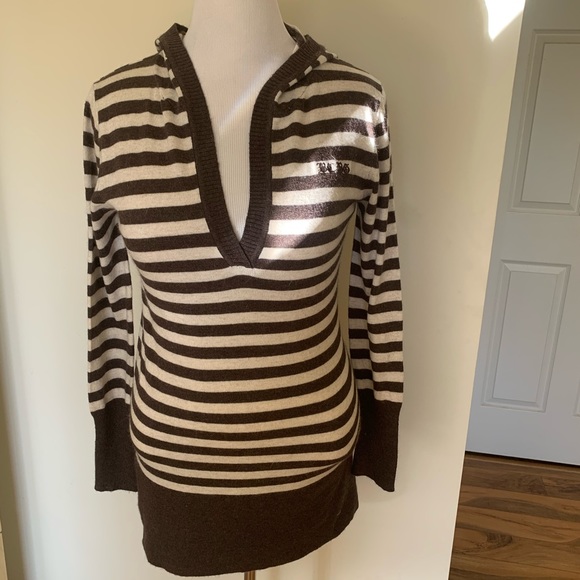 BCBG wool blend striped hooded sweater M - Picture 8 of 8